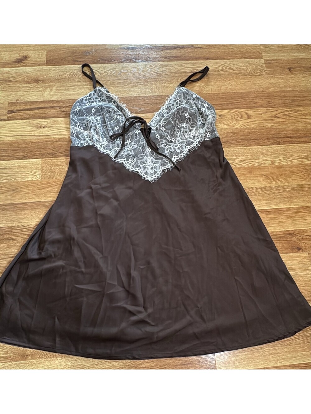 Wild Fable Brown Satin Lace Slip Dress Adjustable Straps Size XL New